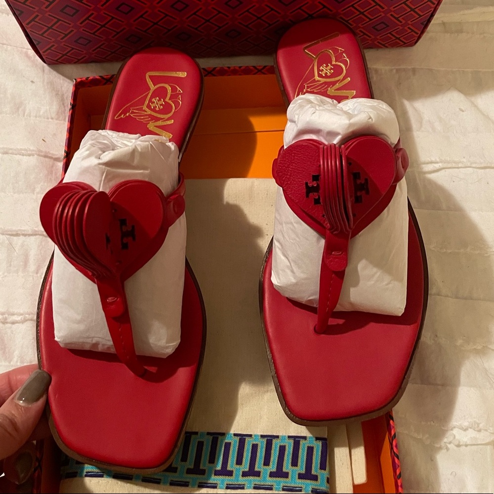 Tory Burch Red Heart Thongs